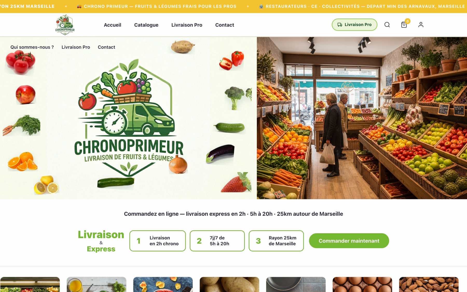 Site Chrono Primeur, version ordinateur