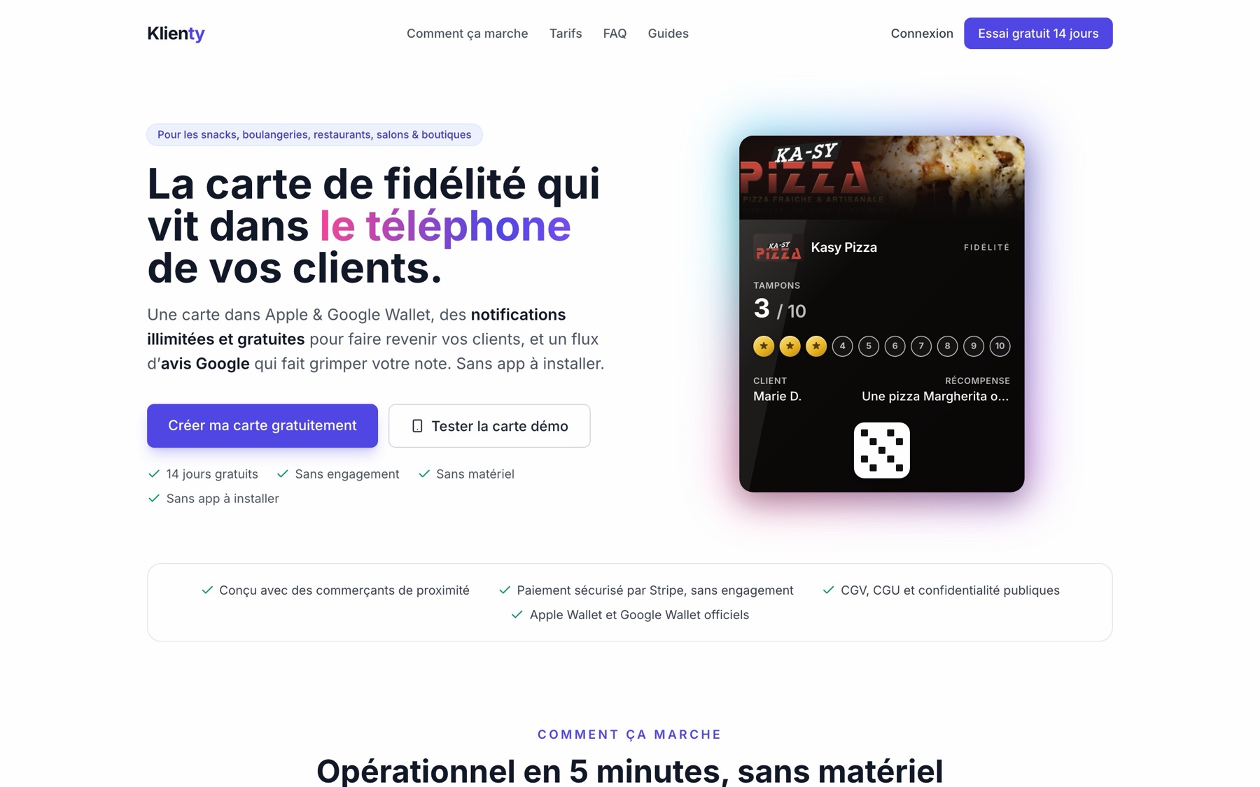 Site Klienty, version ordinateur